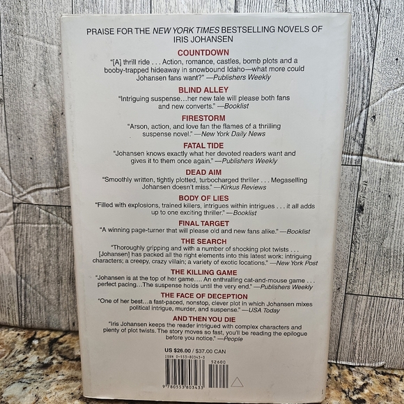 On The Run Hardcover Book Iris Johansen A Novel 🌙 - Picture 4 of 4